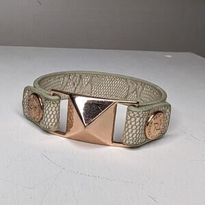 BCBG Generation Faux Leather Rose‎ Tone Snap Bracelet